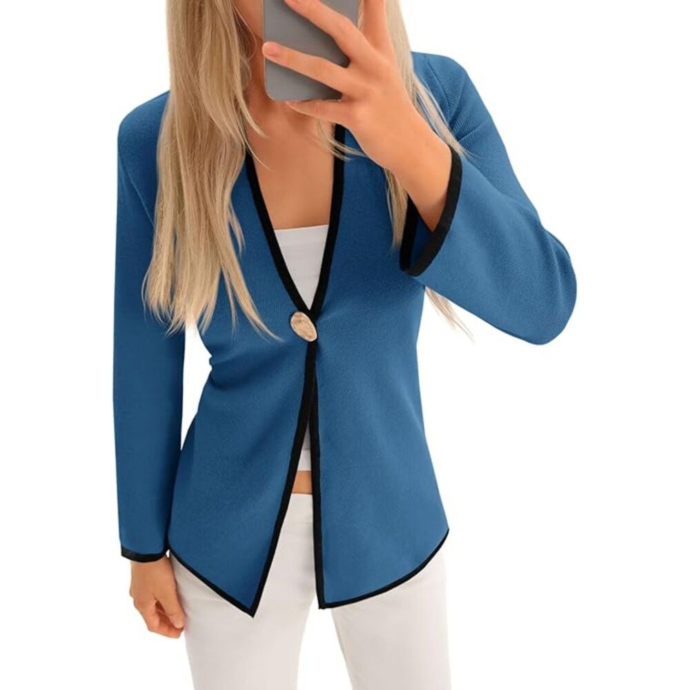 V Neck Button Cardigan Sweater, 7B-194T014